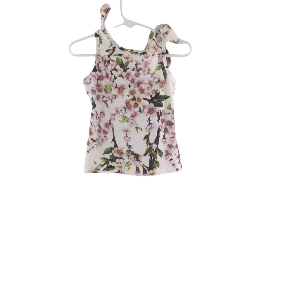 Doe A Deer Floral Girls Tie Shoulder Top‎ Nwt